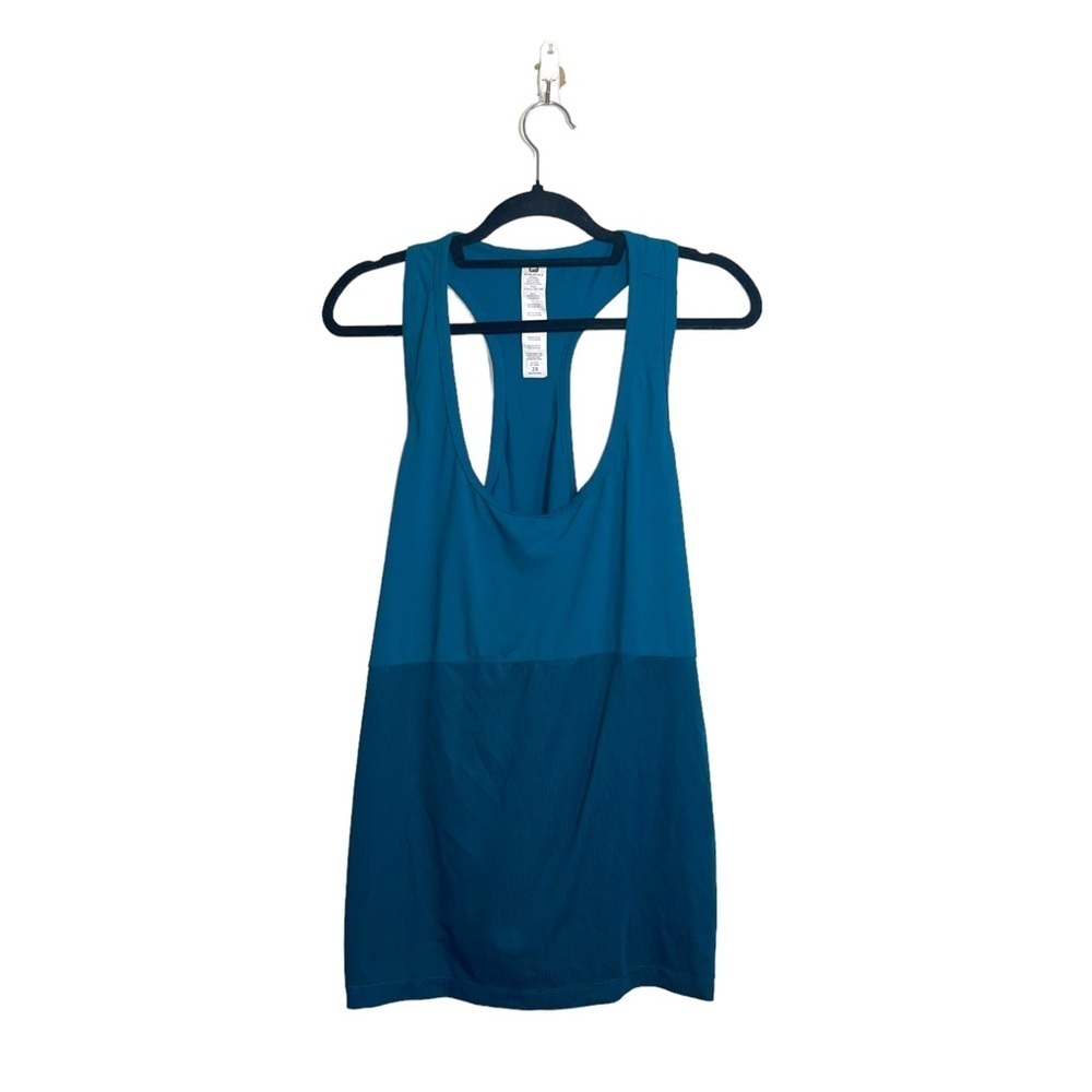 Fabletics Teal Mesh Contrast Racerback Ruched Athletic Tank Top 2X Women’s